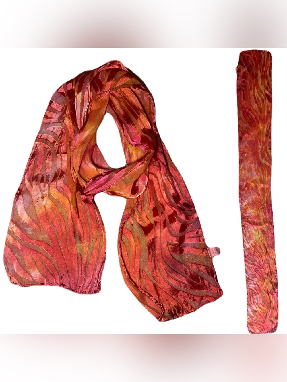 Hand Dyed Silk Scarf with Animal Stripe Pattern